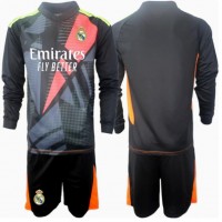 Echipament fotbal Real Madrid Portar Tricou Deplasare 2024-25 pentru copii maneca lunga (+ Pantaloni scurti)